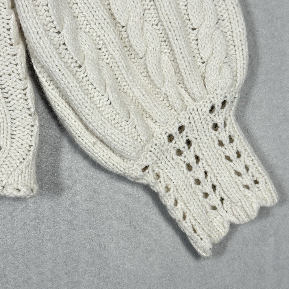Sundance Sweater Womens Medium Wool Blend Cable Knit Cream Boxy Balloon Sleeve - Picture 4 of 12